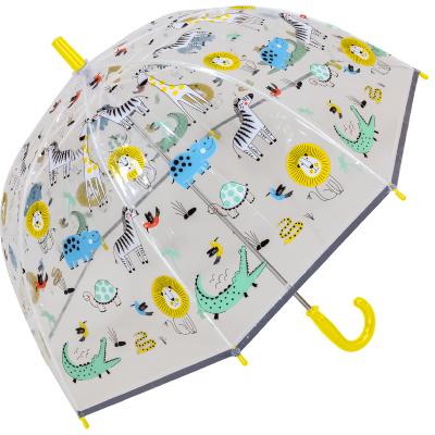 Parapluie enfant transparent - Parapluie fille et garçon - Poignée jaune - Animaux