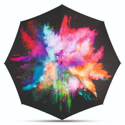 Grand parapluie automatique - Résistant au vent - Avec poignée courbée - Sainte explosion