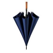 Grand parapluie golf - Resistant au vent - 120 cm de diamètre avec revêtement UV à l'intérieur - Manche en Bois - Bleu