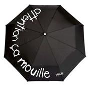 Parapluie pliant - Compact et leger - Noir avec ""Attention ça mouille