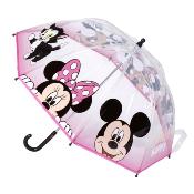 Parapluie cloche pour enfants - Parapluie fille rose - Manche noir - Minnie Mouse