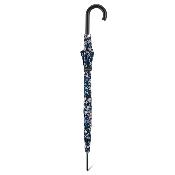 Grand parapluie automatique - Résistant au vent - Avec poignée courbée - Mille fleurs - Bleu