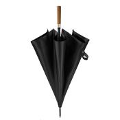 Parapluie de golf automatique - Resistant au vent - 120 cm de diamètre avec revêtement UV à l'intérieur - Manche en Bois - Noir