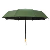 Parapluie pliant pour homme et femme - Avec manche en bois - Vert