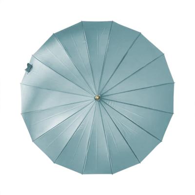 Parapluie long - Poignée courbée pour femme - 16 baleines - turquoise