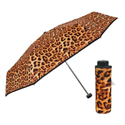 Mini Parapluie pliant pour femme - Ultra léger et compact - Imprimé léopard léger