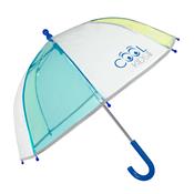 Parapluie enfant cloche transparent bleu et jaune - Bordure réflechissante - Poignée bleue - Parapluie Garçon