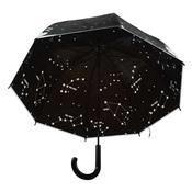 Parapluie cloche transparent Noir avec jolie imprimé étoiles - Ouverture Automatique - Motif Constellation à l'intérieur