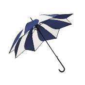 Parapluie long automatique pour femme - Toile forme pétale - Blanc et Bleu