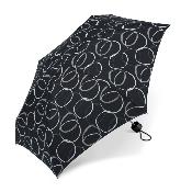 Mini parapluie pliant - Résistant au vent - Poignée à bouton - Cercles - Noir