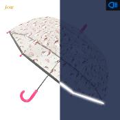 Parapluie enfant transparent - Bordure réfléchissante - Licorne Rose