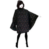 Poncho de pluie pour homme et femme - Avec housse et bandes réfléchissantes devant et derrière - Ultraléger - Bleu nuit à motif plumes