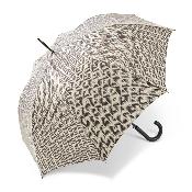 Grand parapluie automatique - Résistant au vent - Avec poignée courbée -Motif Chevron - Noir et blanc