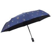Parapluie pliant automatique pour femme - Bleu avec coeur