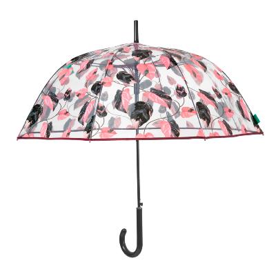 Automatique Parapluie cloche pour femme - Feuillage rose et noir