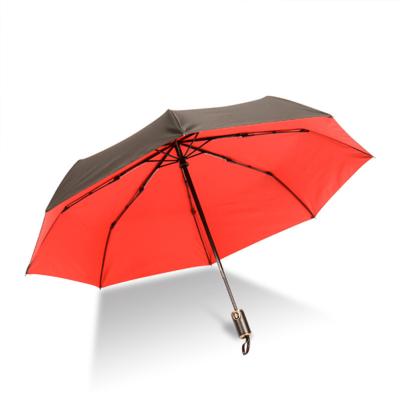 Parapluie mini et léger - Ouverture Automatique - Large diamètre - Noir avec intérieur rouge