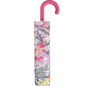 Parapluie pliant compact pour femme - Poignée Courbe - Floral rose