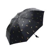 Parapluie pliant pour femme - Noir avec plume