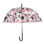 Automatique Parapluie cloche pour femme - Feuillage rose et noir