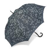 Grand parapluie automatique - Résistant au vent - Avec poignée courbée - Hortensia anthracite