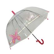 Parapluie droit - imprimé papillon - bord phosphorescent - Rose &Transparent