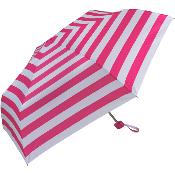 Parapluie pliant ultraléger et compact pour femme - Rayures roses