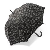Grand parapluie automatique - Résistant au vent - Avec poignée courbée - Cercles de griffonnages - Noir et blanc