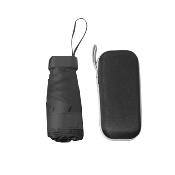 Mini parapluie pour femme et homme - Léger et compact - Avec pochette coloris assorti - Noir