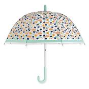 Parapluie cloche enfant - Transparent - imprimé chat - Bordure et Poignée bleues