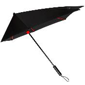 Parapluie noir tempête de poche - Résistance vent de 80km/h - Aérodynamique - Pliant - Noir avec baleines Jaune