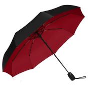 Parapluie pliant automatique - Toile double couche - Intérieur rouge et extérieur noir