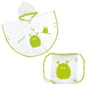 Poncho de pluie transparent et vert pour enfants de 4 à 6 ans - 74 cm de largeur et 55cm de hauteur - avec sac assorti