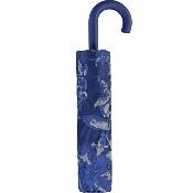 Parapluie pliant compact pour femme - Poignée Courbe - Floral bleu