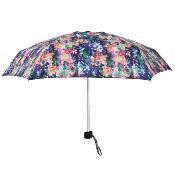 Parapluie pliant compact pour femme - Galerie florale bleue