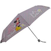 Parapluie pliant - manuel - imprimé Minnie sur toile grise ... pois rose