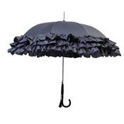 Parapluie long femme - Design danois - Large 90 cm - Gris avec des froufrous