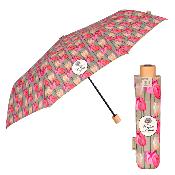 Mini Parapluie pliant et écologique pour femme - Tulipes roses