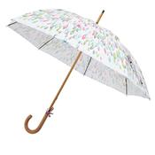 Parapluie long bleu pastel pour femme - Fabrication française - imprimé printanier