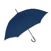 Parapluie long pour femme et homme - Ouverture automatique - Grande protection de 120 cm - Bleu avec bordure réfléchissante