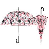 Automatique Parapluie cloche pour femme - Feuillage rose et noir