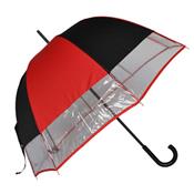 Parapluie droit - cloche semi-transparent - noir et groseille