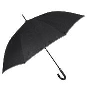 Parapluie long pour femme et homme - Ouverture automatique - Protection Extra Large 120 cm - Motif chevrons - Noir avec bordure réfléchissante