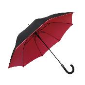 Grand parapluie double toile - Ouverture automatique - Noir & rouge