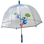 Parapluie droit transparent - imprimé fantaisie - bord phosphorescent - Bleu