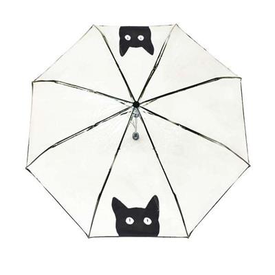 Parapluie pliant automatique transparent - Chat