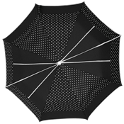 Parapluie pliant - Poigne en bois - Automatique - Fabrication franaise - Noir et Pois blanc