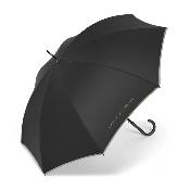 Grand parapluie automatique - Résistant au vent - Avec poignée courbée - Noir avec bordure verte iceberg