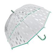 Parapluie cloche Enfant - Baleines sécurisées - Parapluie transparent avec gouttes de pluie qui changent de couleur - Poignée verte