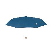 Parapluie pliant et écologique en plastique recyclé et manche en bois - Ouverture automatique - Large protection 97 cm -  Bleu