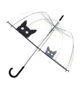 Parapluie transparent cloche pour femme - Noir chat